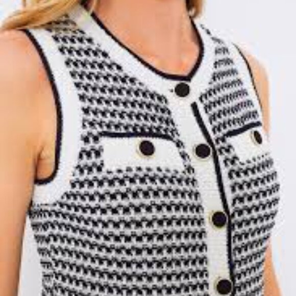 NWT Tuckernuck Pomander Place Navy Stripe Bardot Dress - Picture 2 of 4